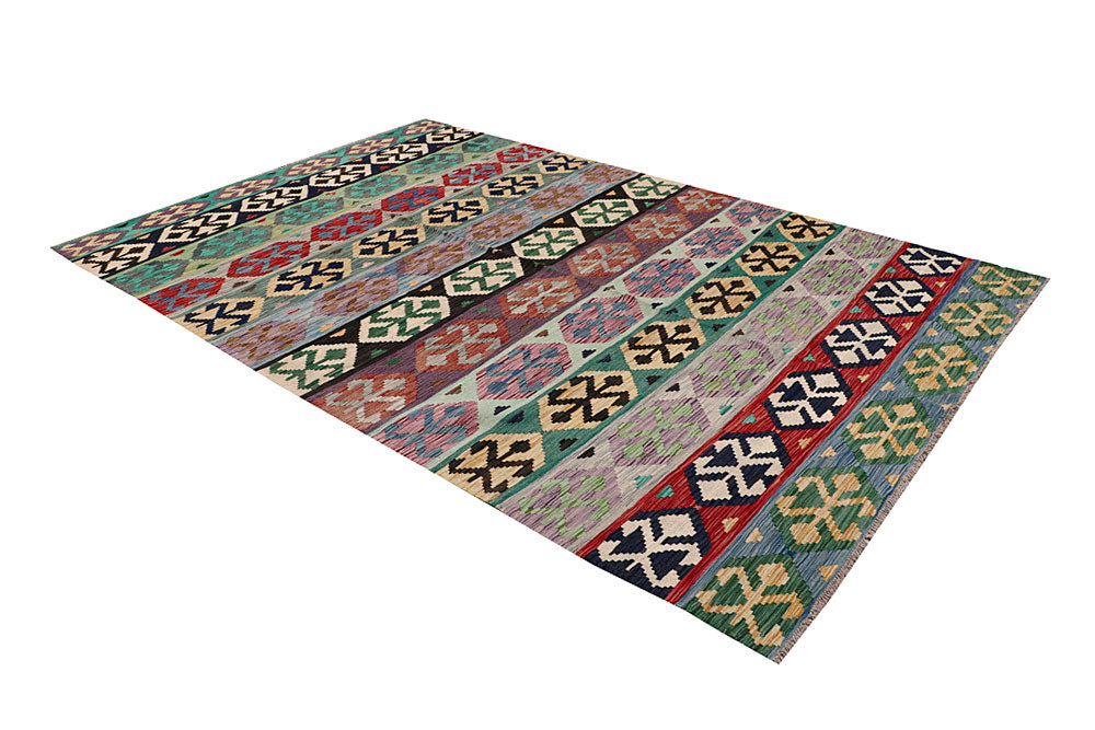 Multi Colored Kilim 6' 7 x 9' 11 - No. 64489 - ALRUG Rug Store
