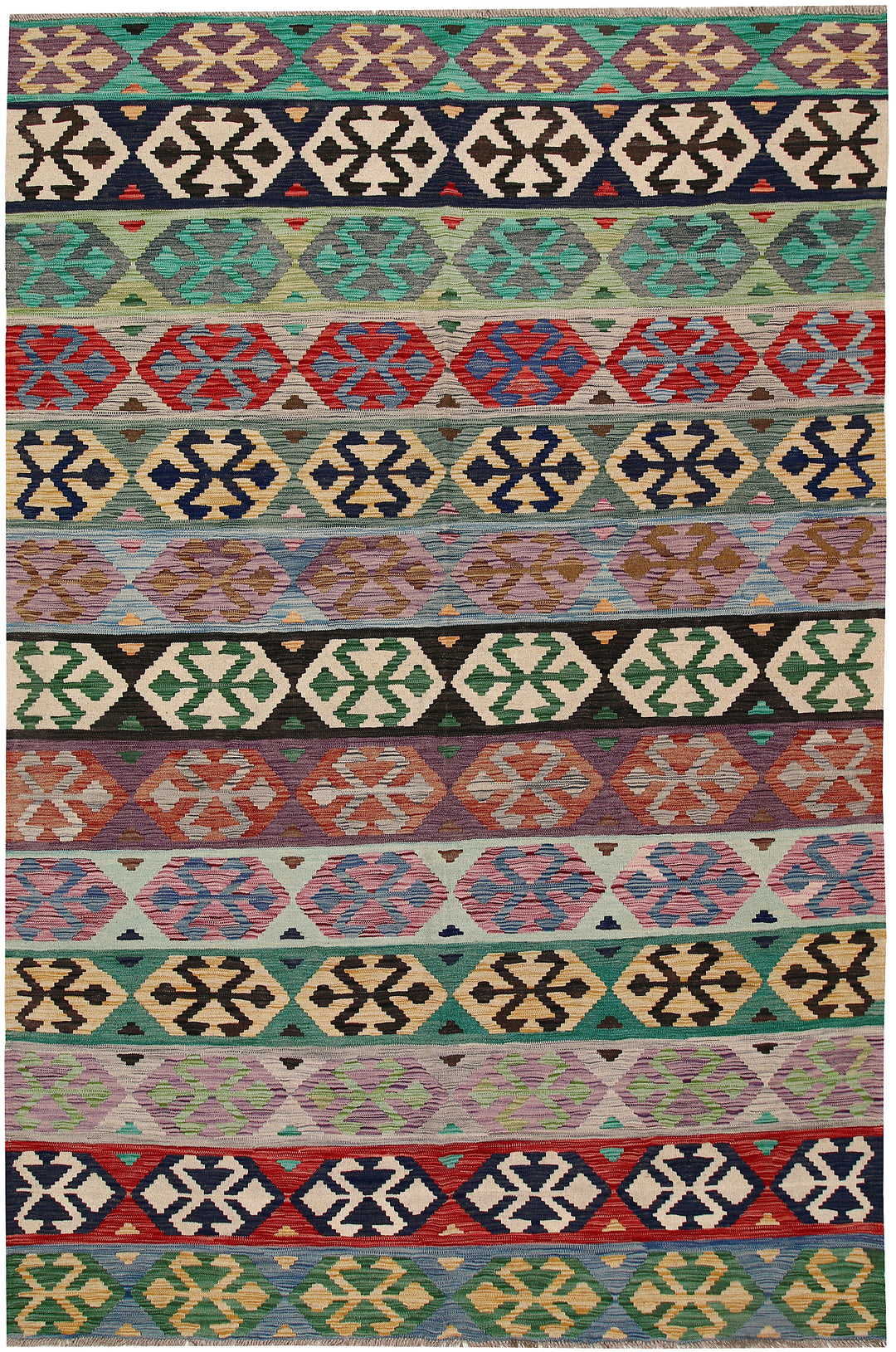 Multi Colored Kilim 6' 7 x 9' 11 - No. 64489 - ALRUG Rug Store