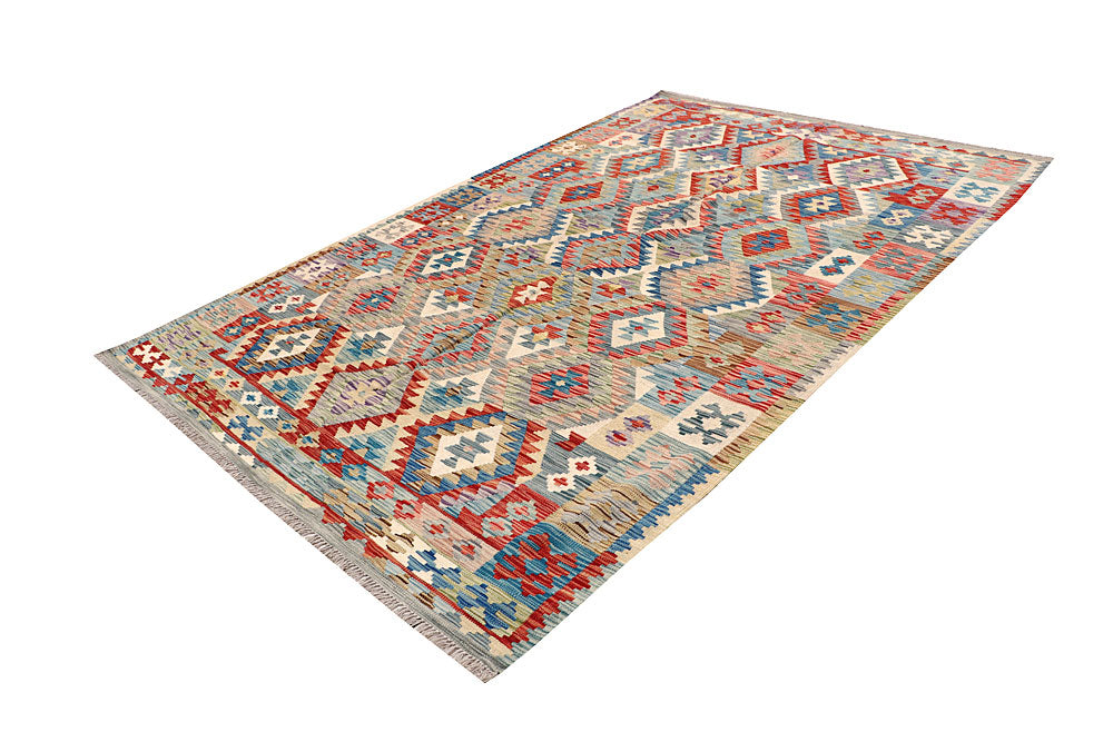 Multi Colored Kilim 6' 3 x 9' 3 - No. 64491 - ALRUG Rug Store
