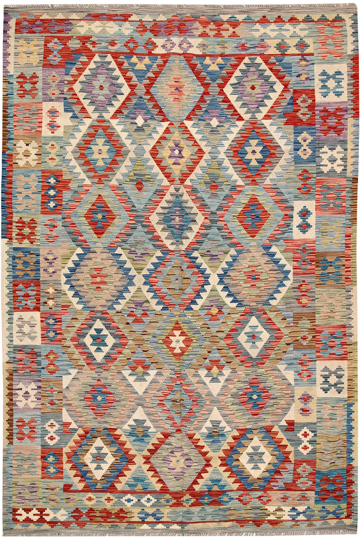 Multi Colored Kilim 6' 3 x 9' 3 - No. 64491 - ALRUG Rug Store