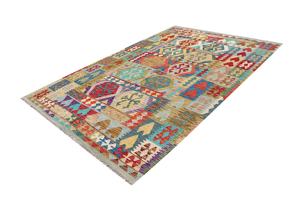 Multi Colored Kilim 6' 5 x 9' 8 - No. 64496 - ALRUG Rug Store