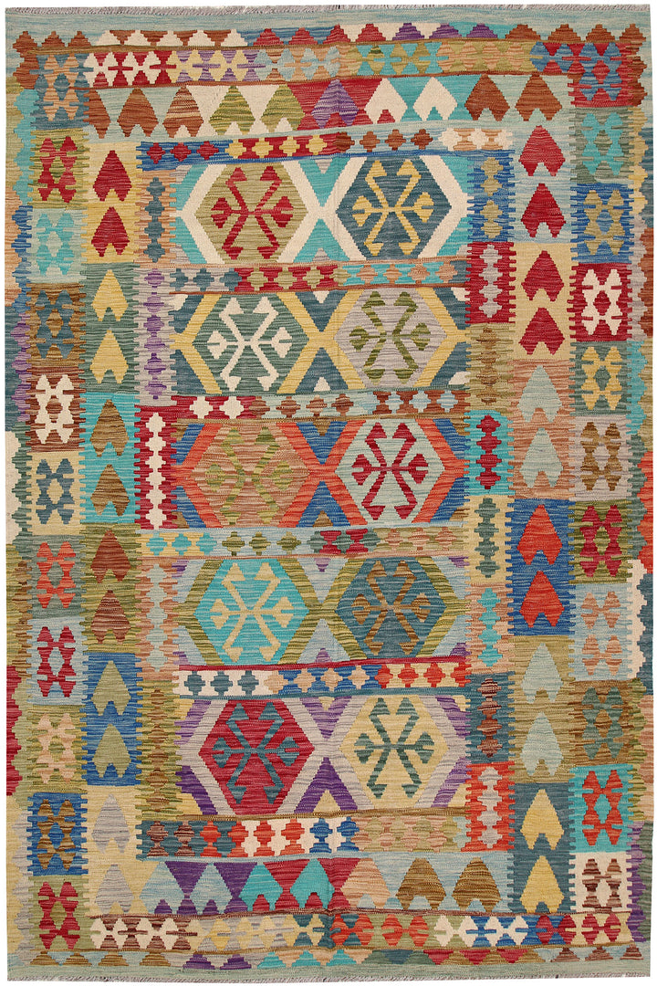 Multi Colored Kilim 6' 5 x 9' 8 - No. 64496 - ALRUG Rug Store