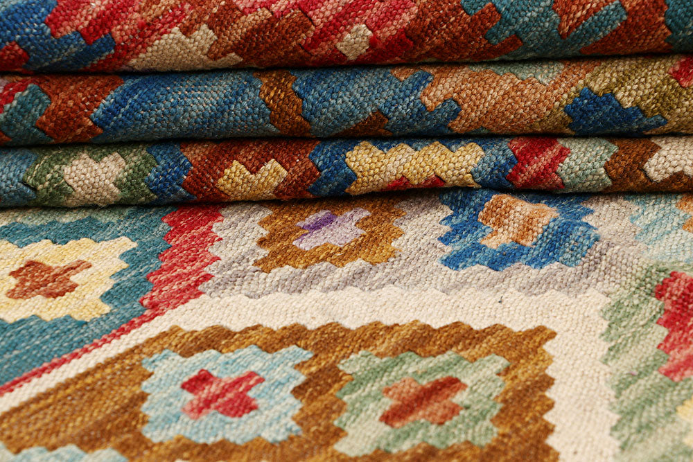 Multi Colored Kilim 6' 8 x 9' 10 - No. 64497 - ALRUG Rug Store