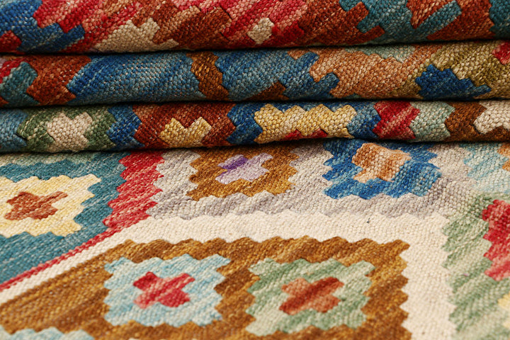 Multi Colored Kilim 6' 8 x 9' 10 - No. 64497 - ALRUG Rug Store