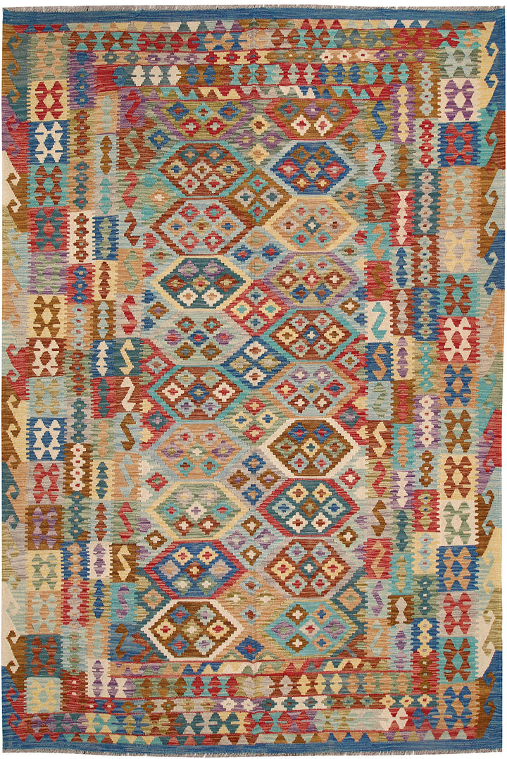 Multi Colored Kilim 6' 8 x 9' 10 - No. 64497 - ALRUG Rug Store