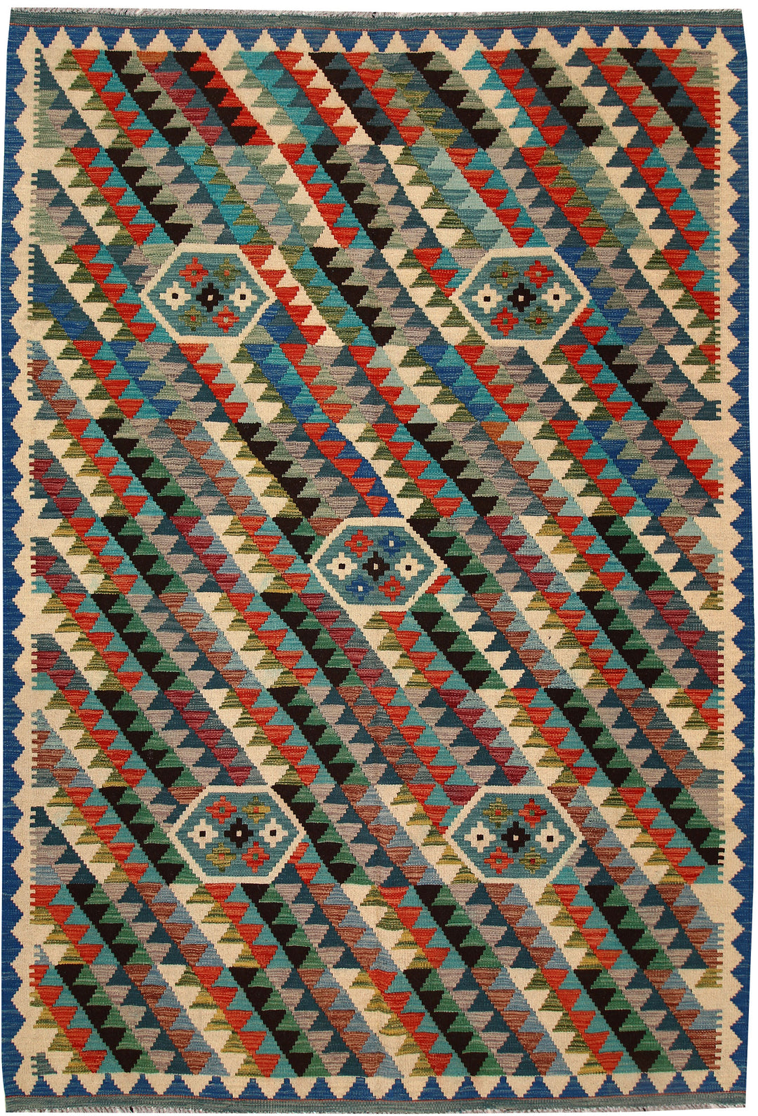 Multi Colored Kilim 6' 7 x 9' 7 - No. 64500 - ALRUG Rug Store
