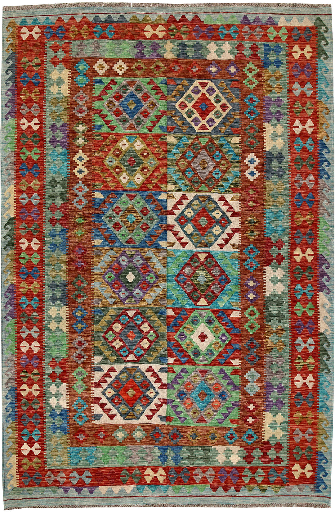Multi Colored Kilim 6' 7 x 9' 10 - No. 64501 - ALRUG Rug Store