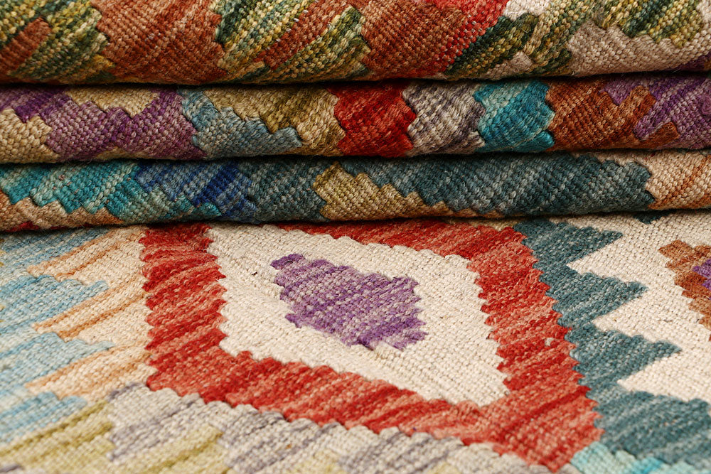 Multi Colored Kilim 6' 11 x 9' 9 - No. 64504 - ALRUG Rug Store