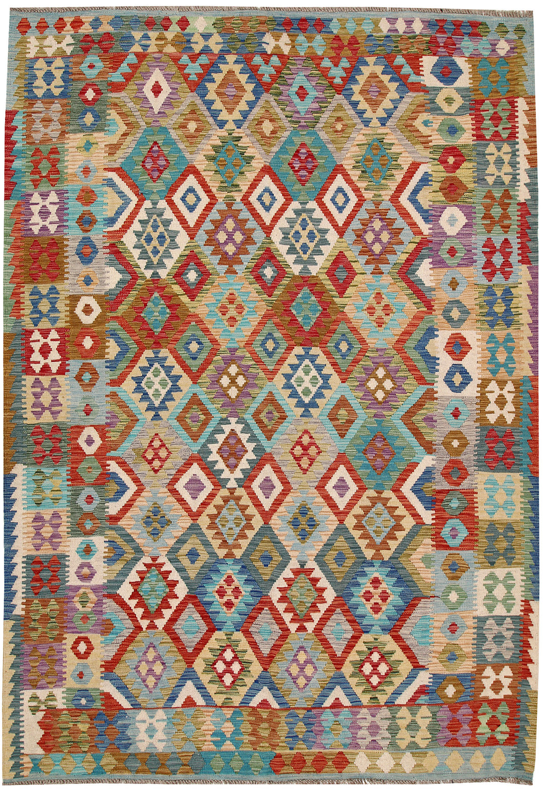 Multi Colored Kilim 6' 11 x 9' 9 - No. 64504 - ALRUG Rug Store