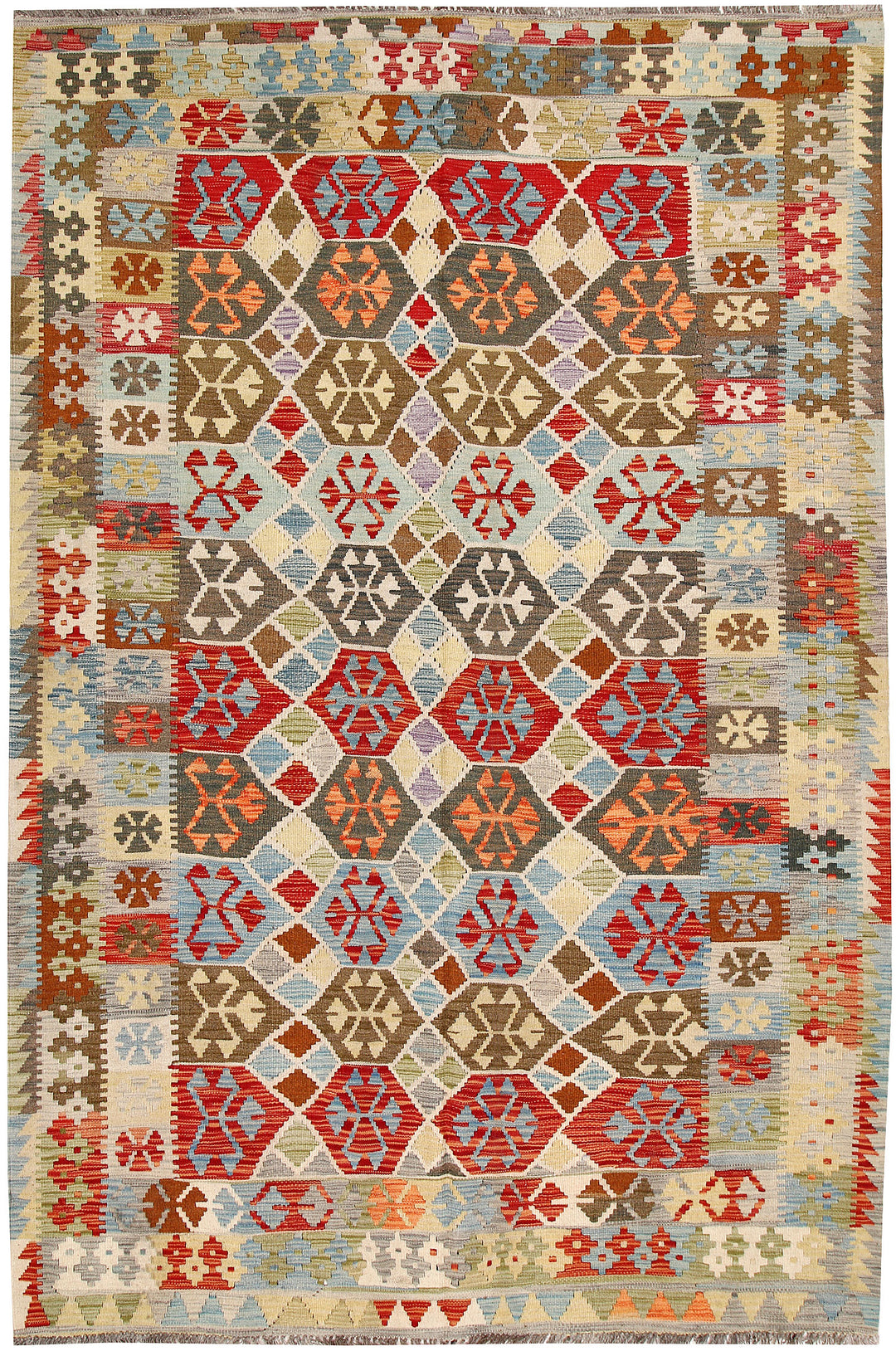 Multi Colored Kilim 5' 11 x 9' - No. 64506 - ALRUG Rug Store