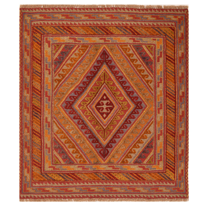 Afghan Mashwani Rug 3' 7" x 4' 1" Hand-Knotted