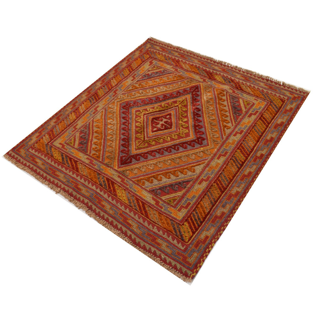 Afghan Mashwani Rug 3' 7" x 4' 1" Hand-Knotted detail