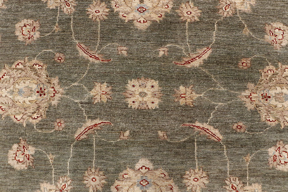 Dark Olive Green Ziegler 8' 6 x 11' 9 - No. 64902 - ALRUG Rug Store