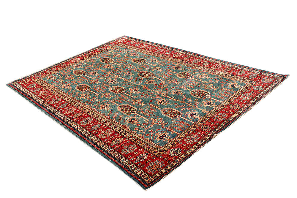 Dark Sea Green Kazak 5' 5 x 7' 5 - No. 64977 - ALRUG Rug Store