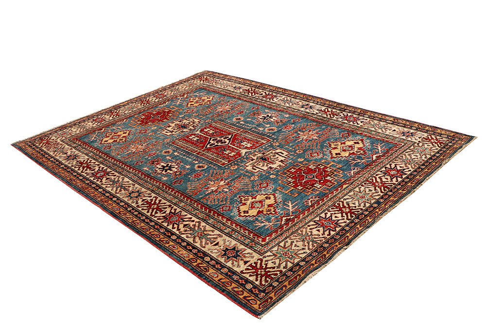Steel Blue Kazak 6' x 7' 11 - No. 65014 - ALRUG Rug Store