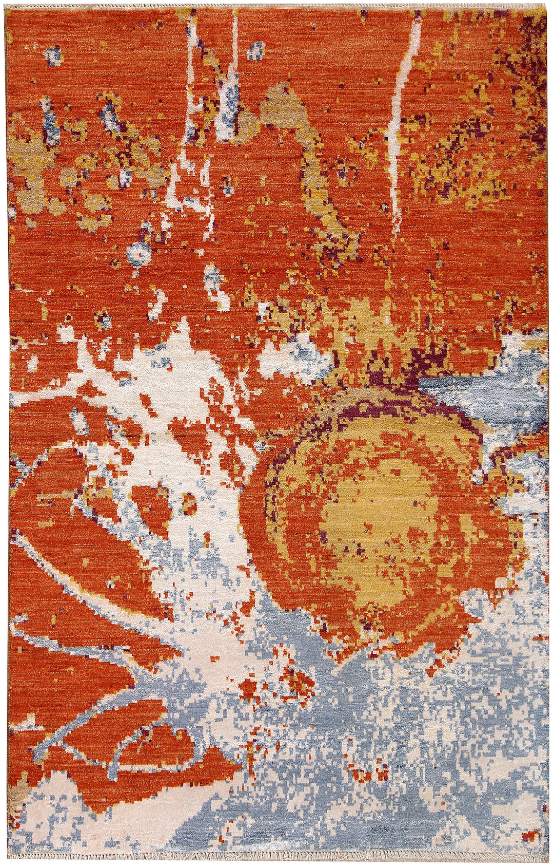Afghan Abstract Rug 4' x 6' Hand-Knotted