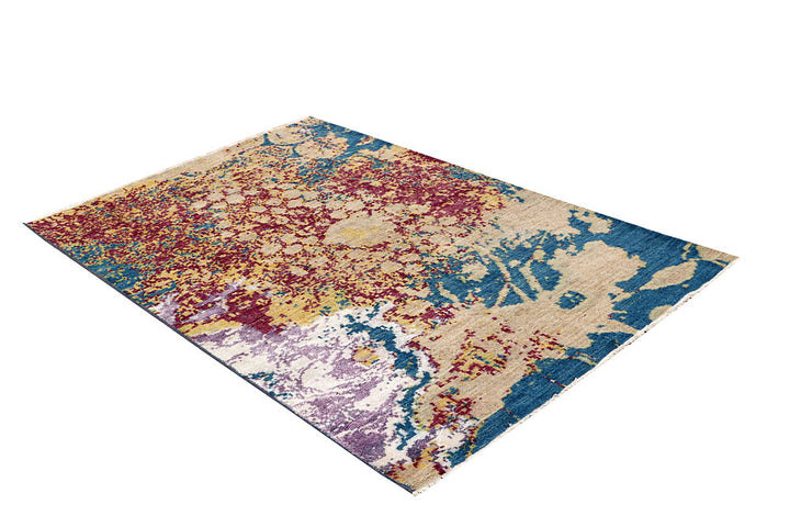 Multi Colored Abstract 4' x 6' 2 - No. 65079 - ALRUG Rug Store