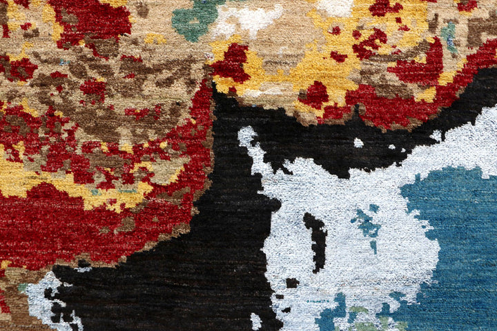 Multi Colored Abstract 4'  6" x 6'  11" - No. QA66133