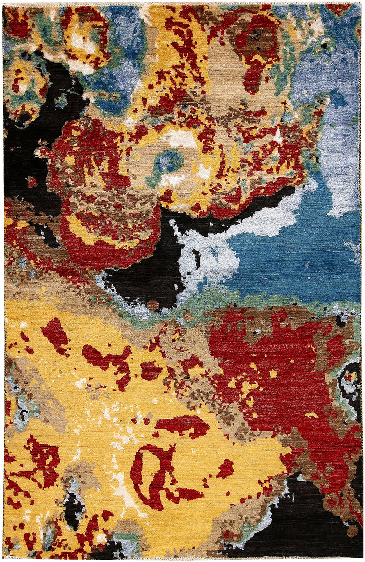 Multi Colored Abstract 4'  6" x 6'  11" - No. QA66133