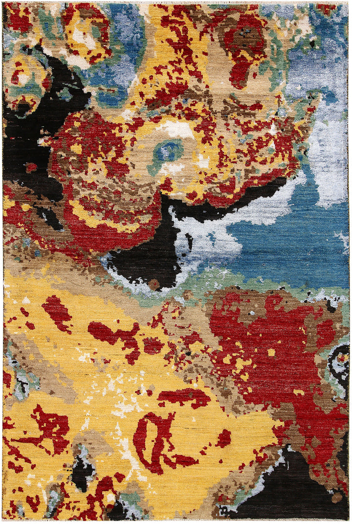 Multi Colored Abstract 4'  6" x 6'  11" - No. QA93678