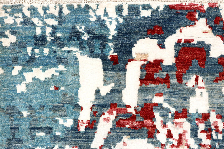 Cadet Blue Abstract 6'  6" x 9'  9" - No. QA58096