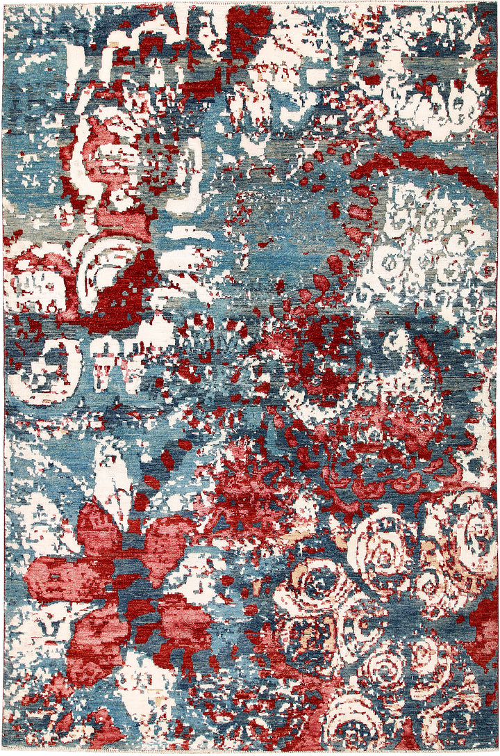 Cadet Blue Abstract 6' 6 x 9' 9 - No. 65104 - ALRUG Rug Store