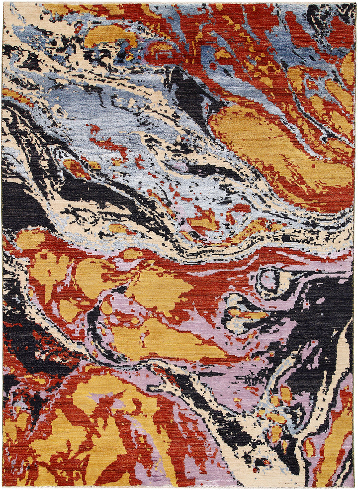 Multi Colored Abstract 6'  2" x 9'  1" - No. QA80578