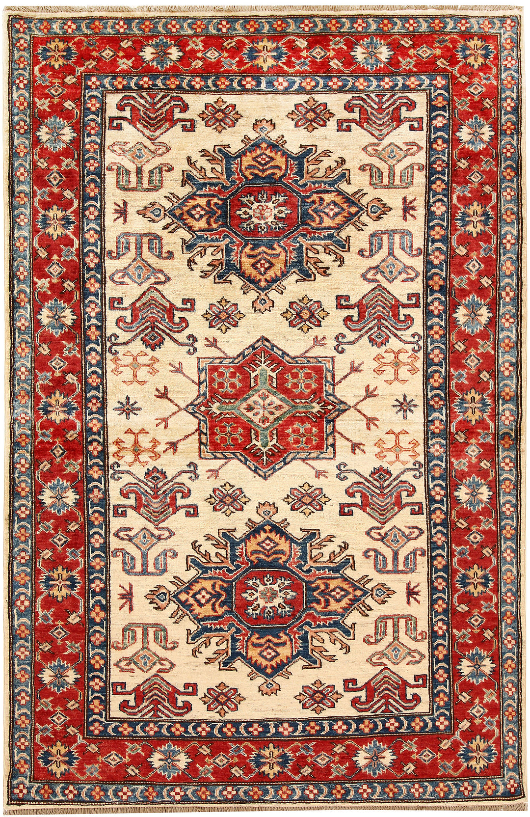 Blanched Almond Kazak 4' 1 x 6' 3 - No. 65228 - ALRUG Rug Store