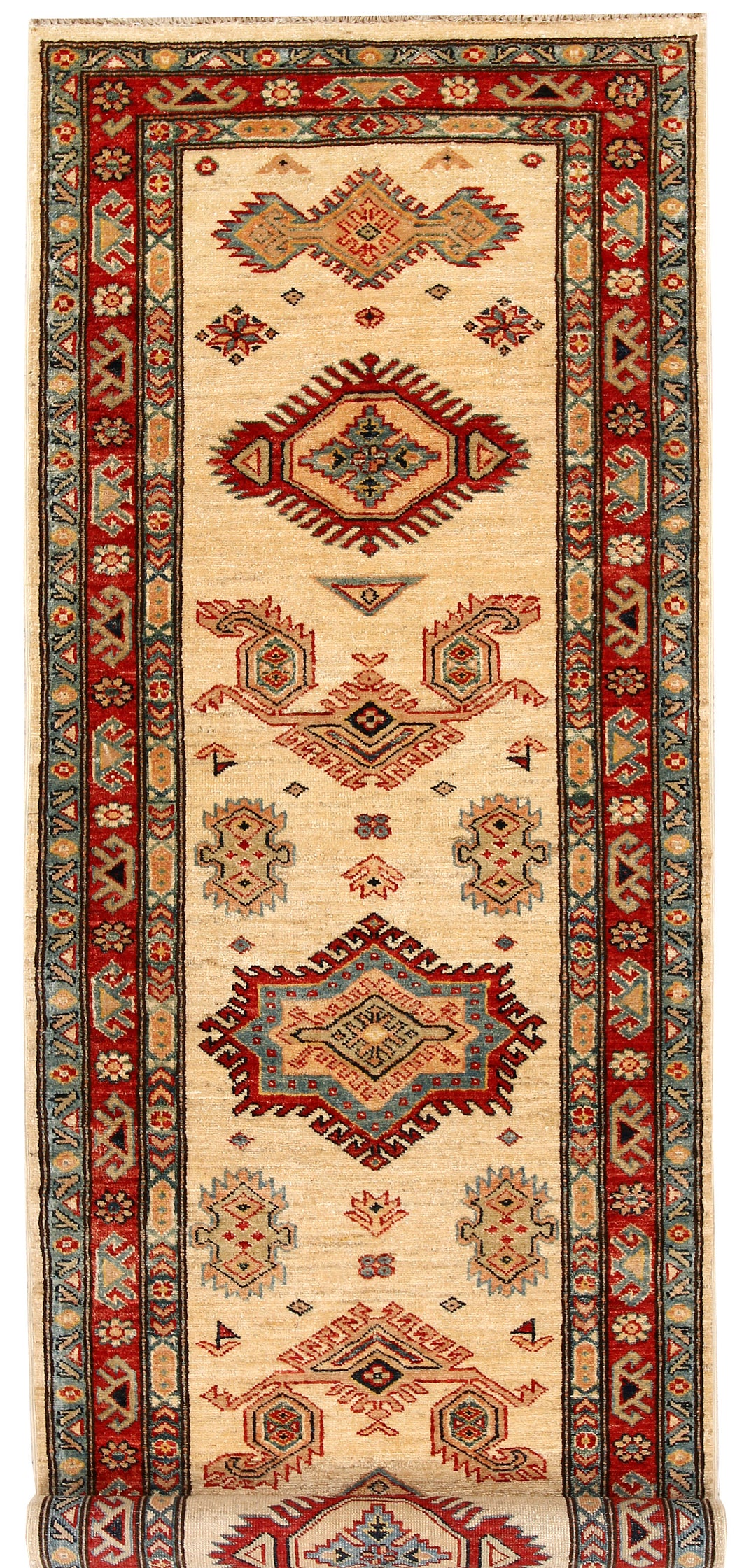 Blanched Almond Kazak 2' 7 x 7' 9 - No. 65238 - ALRUG Rug Store