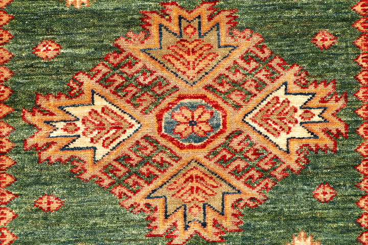 Dark Olive Green Kazak 2' 7 x 7' - No. 65239 - ALRUG Rug Store