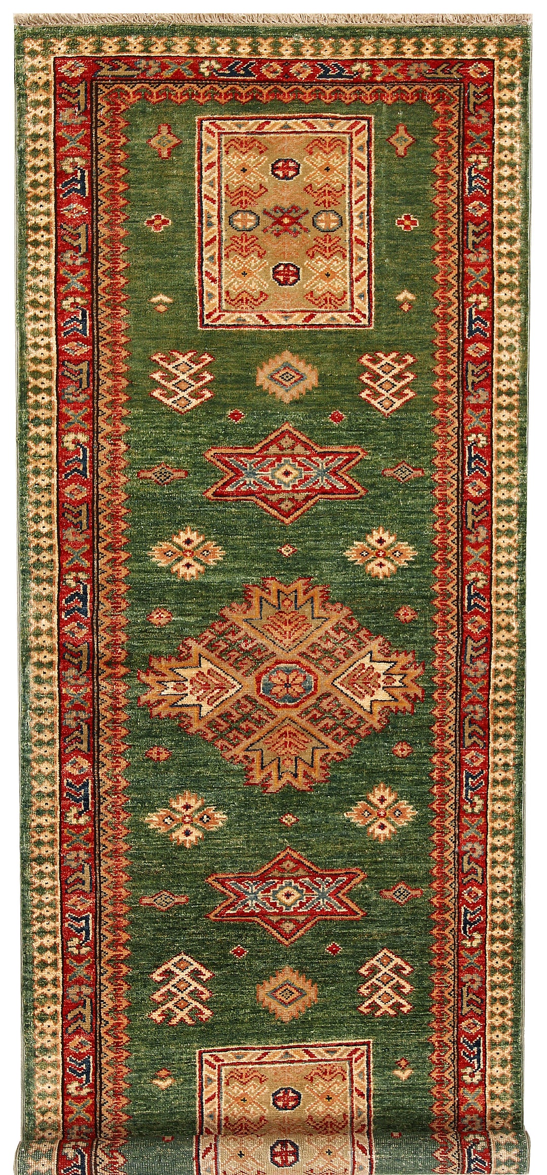 Dark Olive Green Kazak 2' 7 x 7' - No. 65239 - ALRUG Rug Store