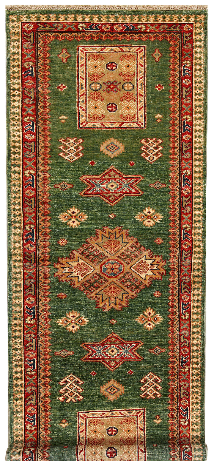 Dark Olive Green Kazak 2' 7 x 7' - No. 65239 - ALRUG Rug Store