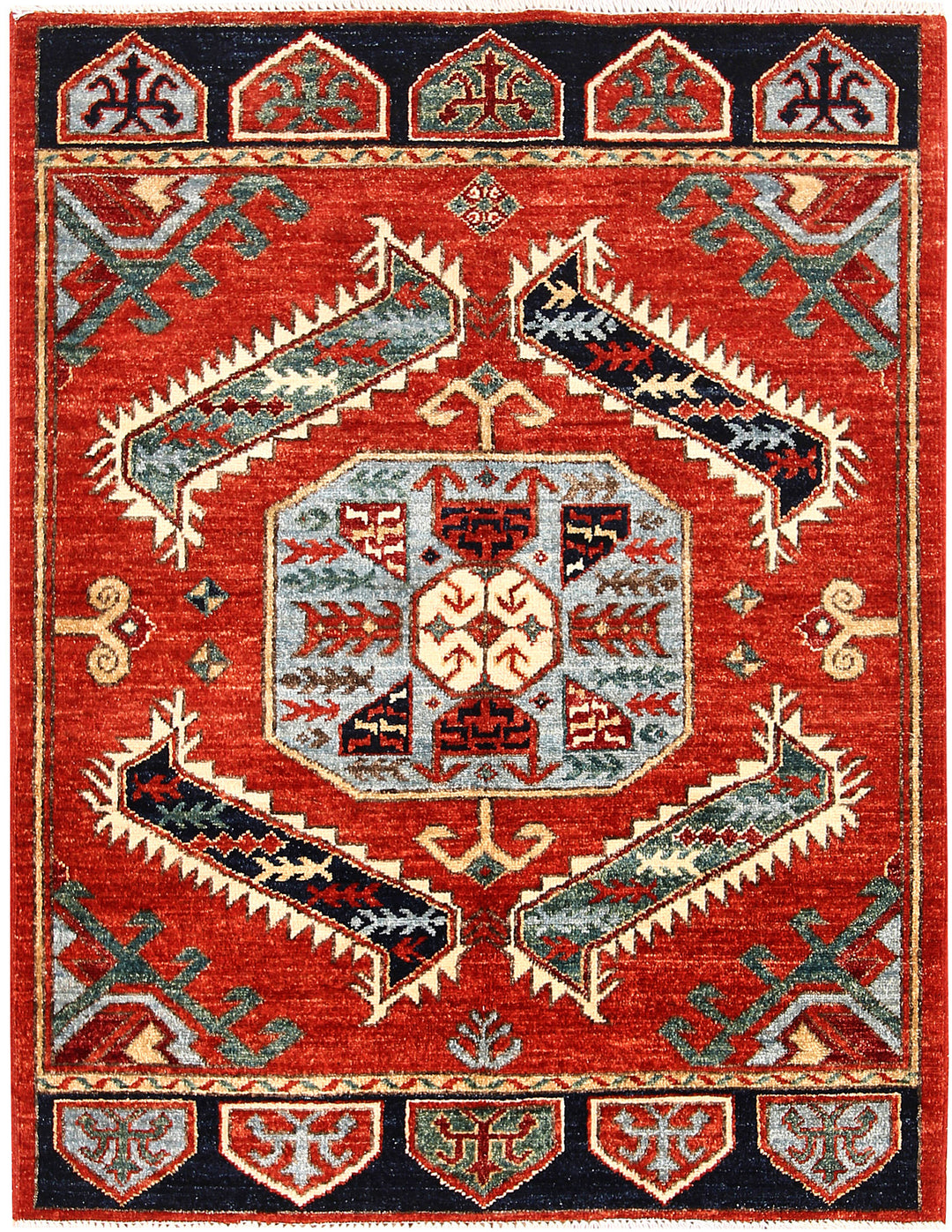 Red Oushak Rug 3' 1 x 4' Hand-Knotted