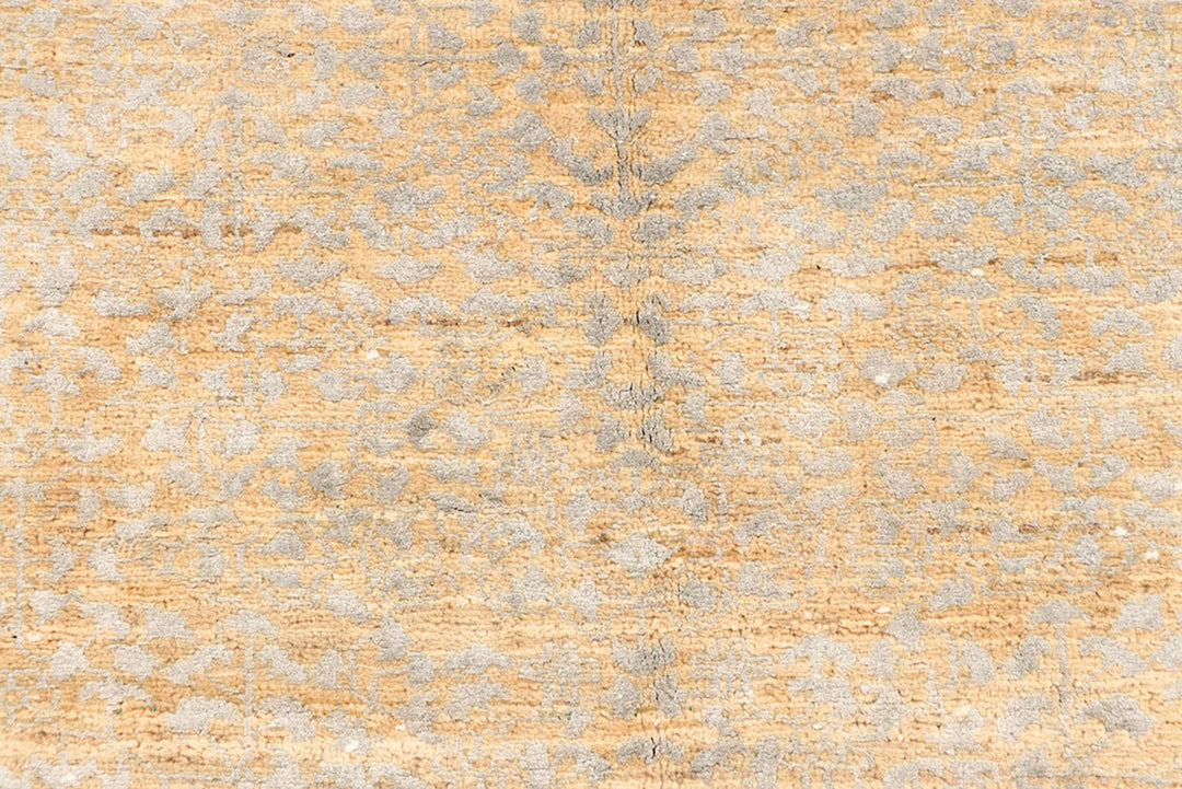 White Afghan Ikat Rug 3' 2 x 4' 7 Hand-Knotted close-up