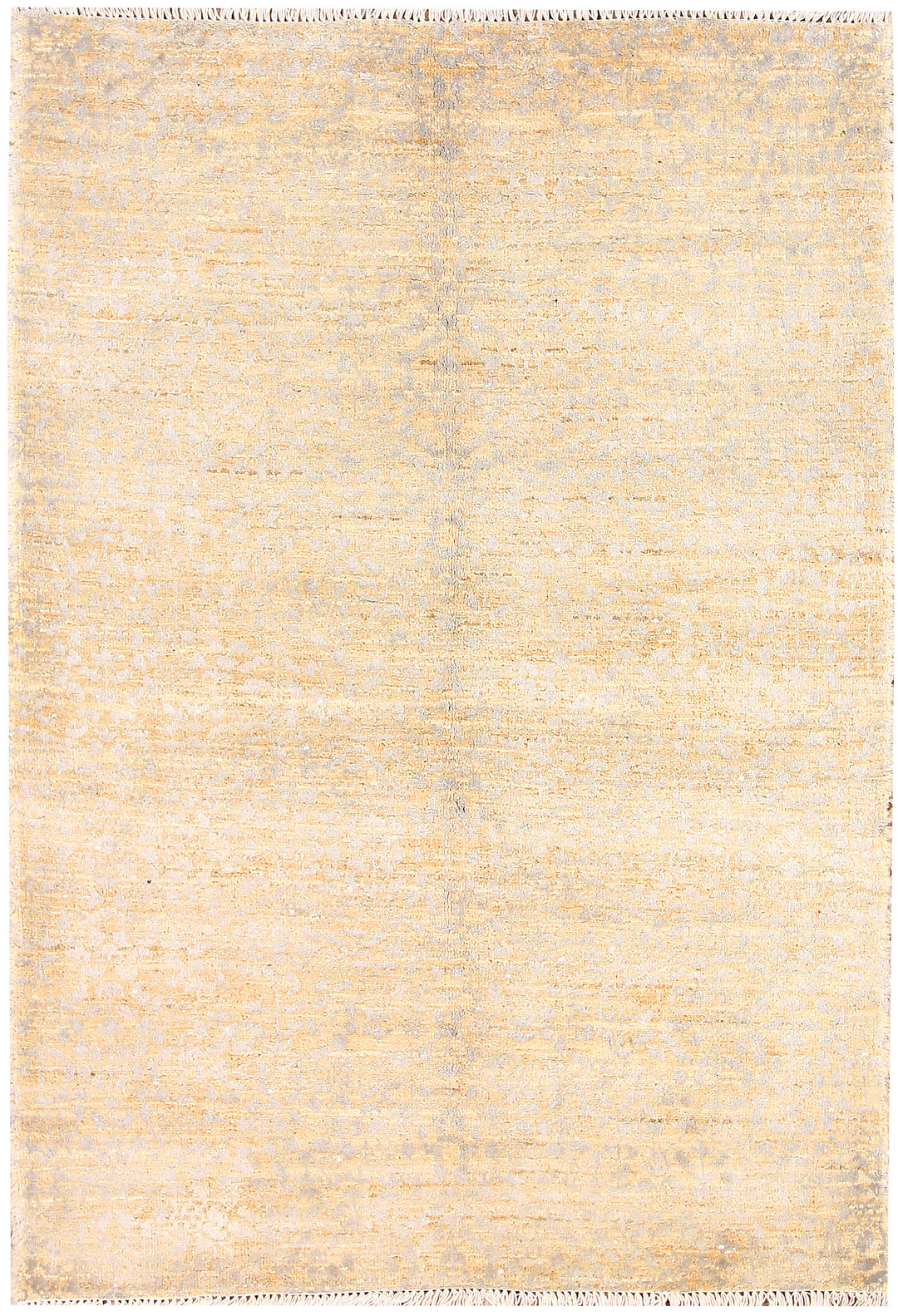 White Afghan Ikat Rug 3' 2 x 4' 7 Hand-Knotted