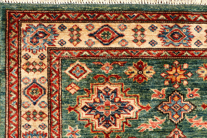 Green Kazak 3' 4 x 4' 11 - No. 65822 - ALRUG Rug Store