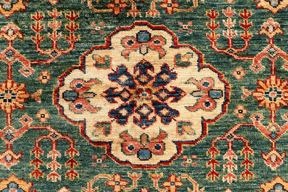 Green Kazak 3' 4 x 4' 11 - No. 65822 - ALRUG Rug Store
