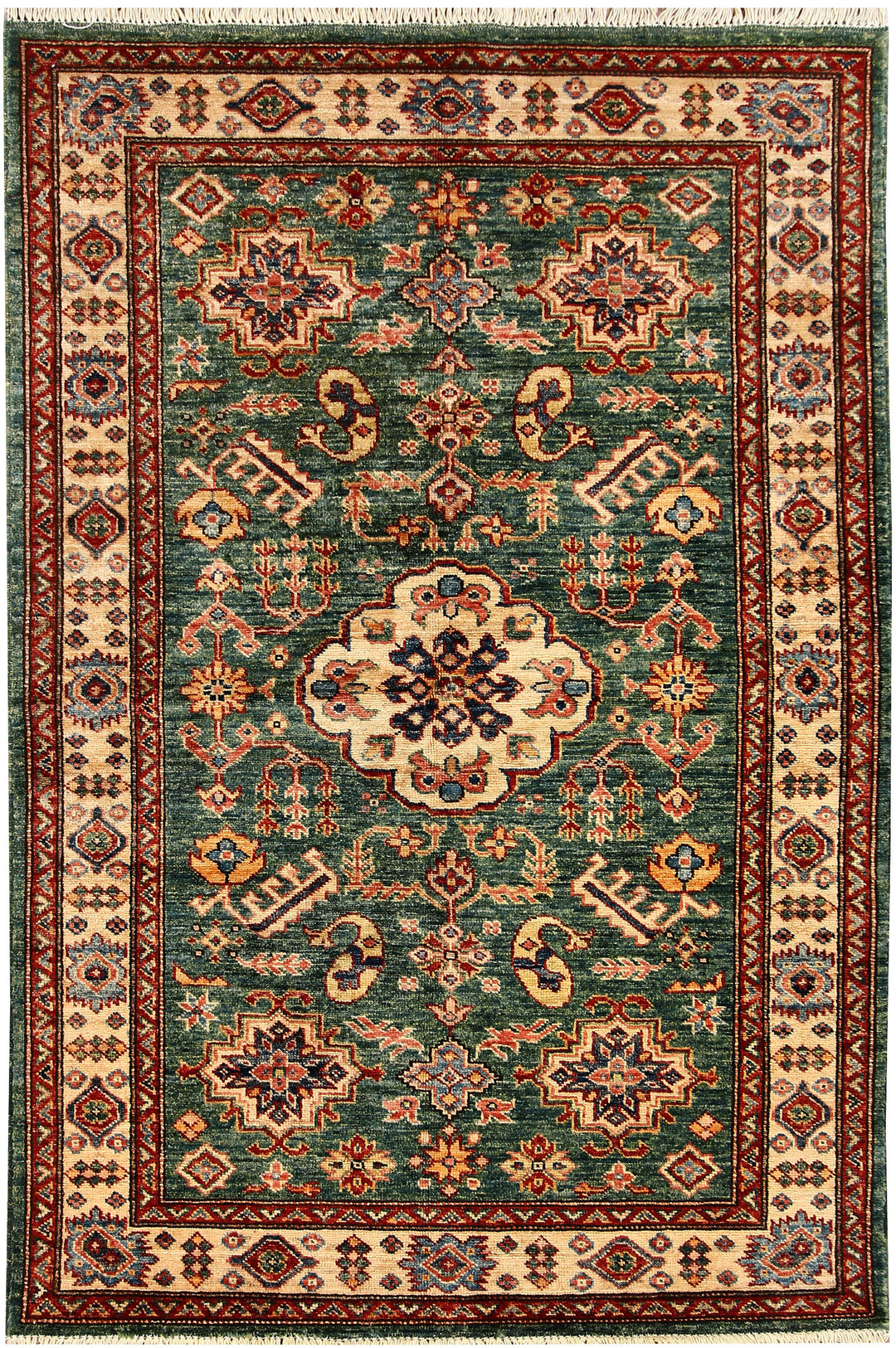 Green Kazak 3' 4 x 4' 11 - No. 65822 - ALRUG Rug Store