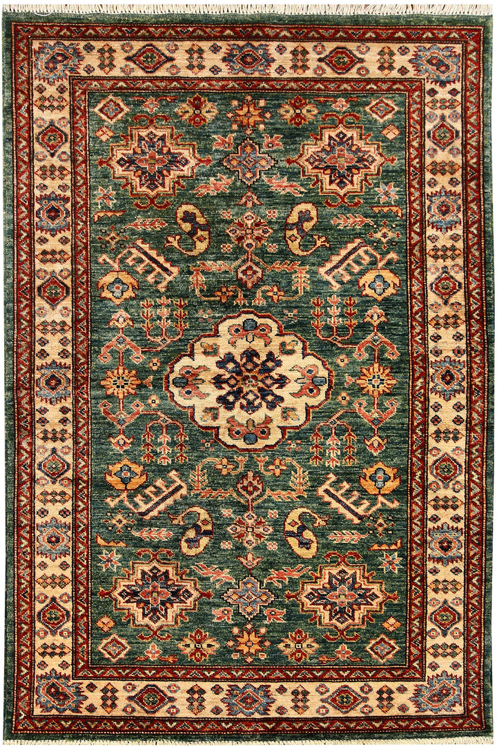 Green Kazak 3' 4 x 4' 11 - No. 65822 - ALRUG Rug Store