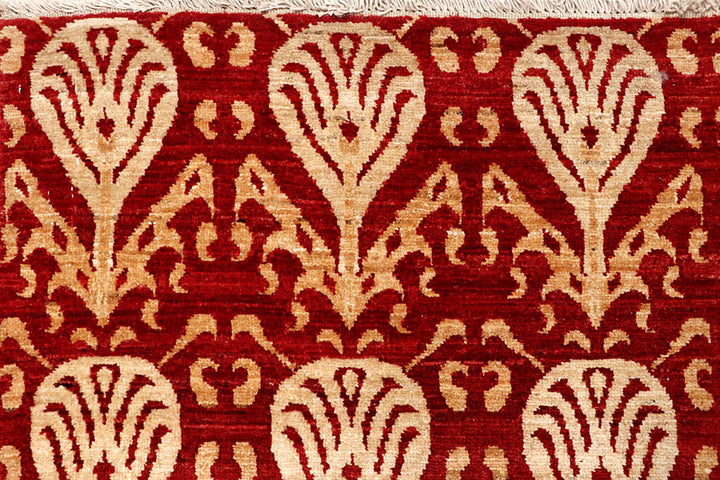 Firebrick Ikat 7'  9" x 9'  5" - No. QA56035