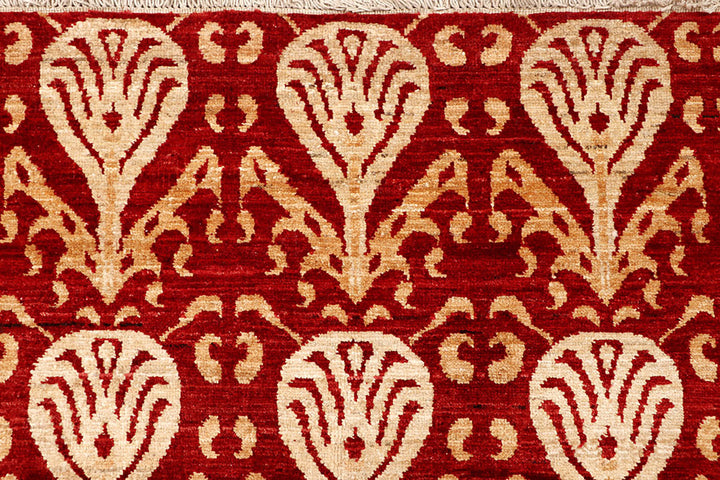 Firebrick Ikat 7'  9" x 9'  5" - No. QA56035