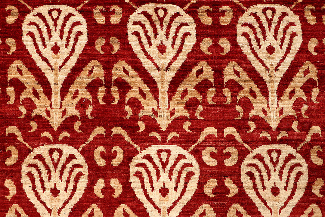 Firebrick Ikat 7'  9" x 9'  5" - No. QA56035