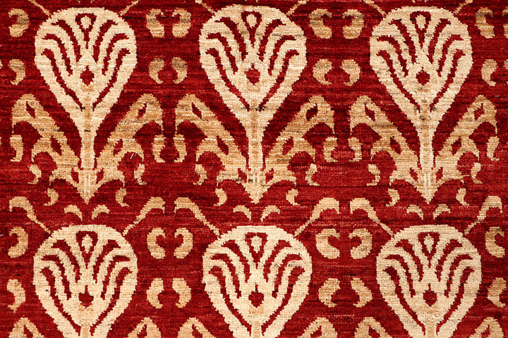 Firebrick Ikat 7'  9" x 9'  5" - No. QA56035