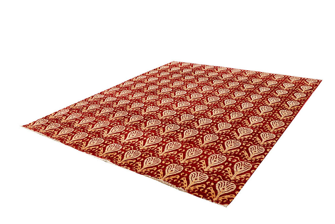 Firebrick Ikat 7'  9" x 9'  5" - No. QA56035