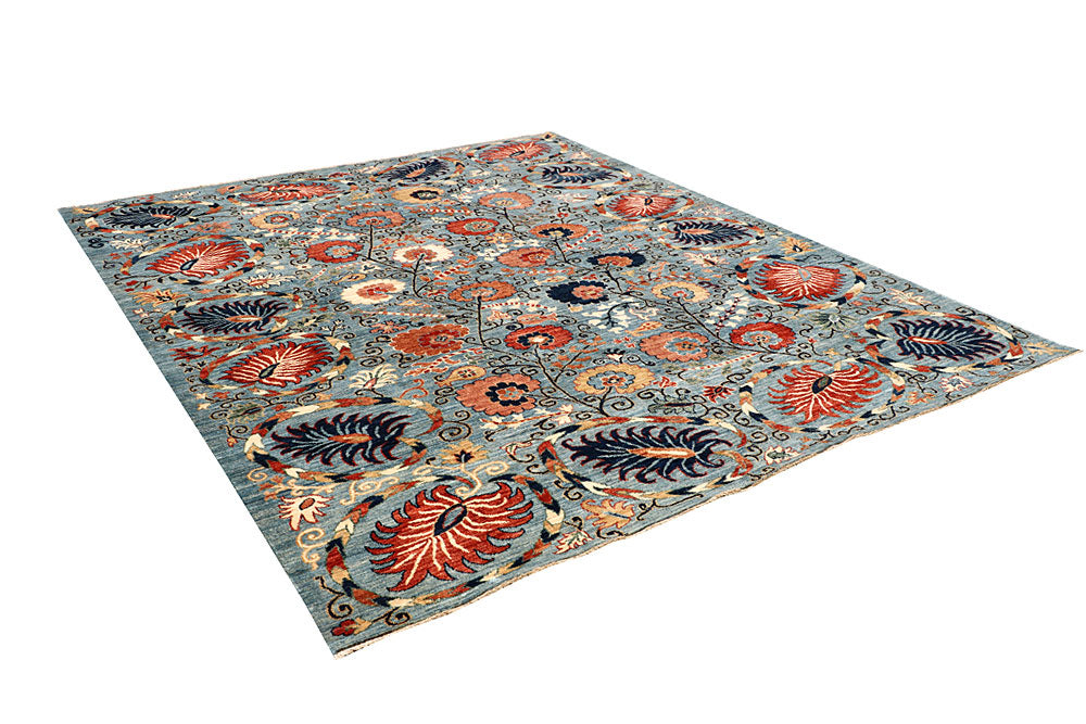 Light Slate Grey Ikat 8' x 9' 9 - No. 65850 - ALRUG Rug Store