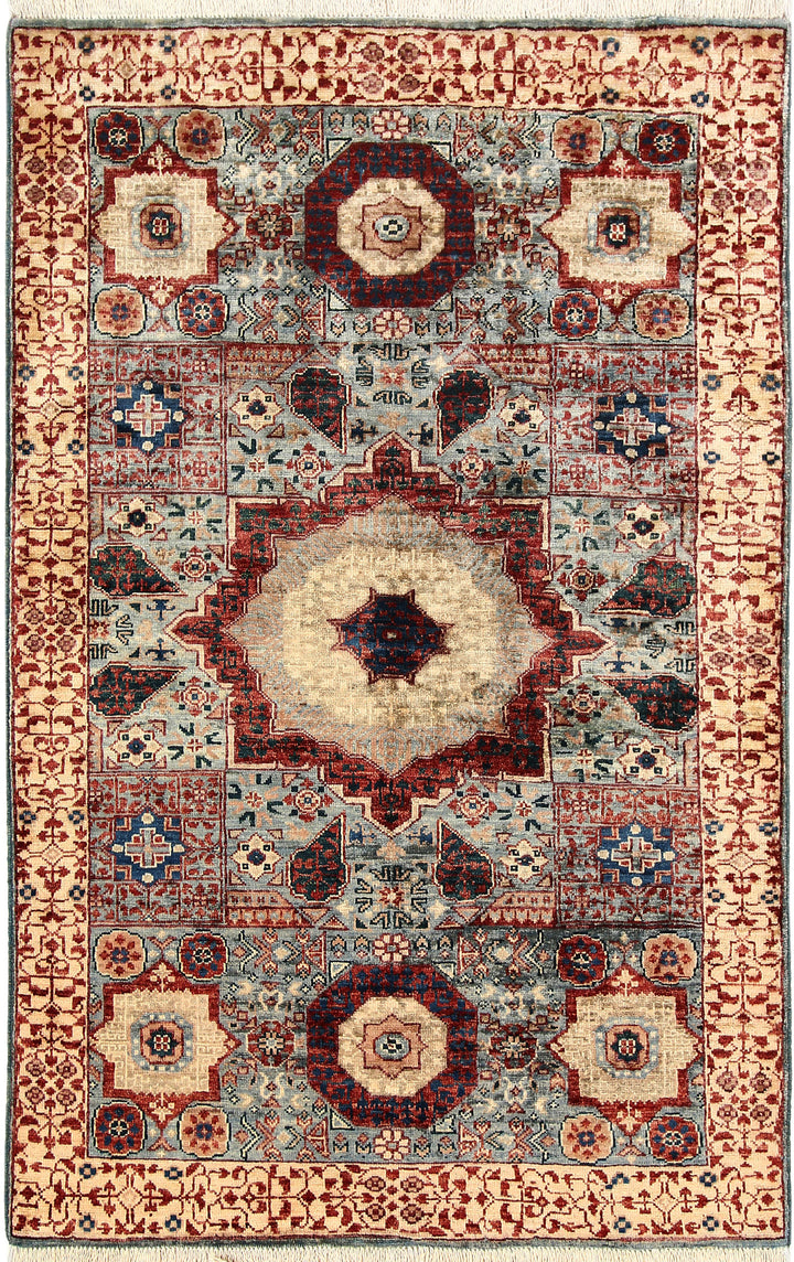 Cadet Blue Mamluk 3' 3 x 5' 4 - No. 65890 - ALRUG Rug Store