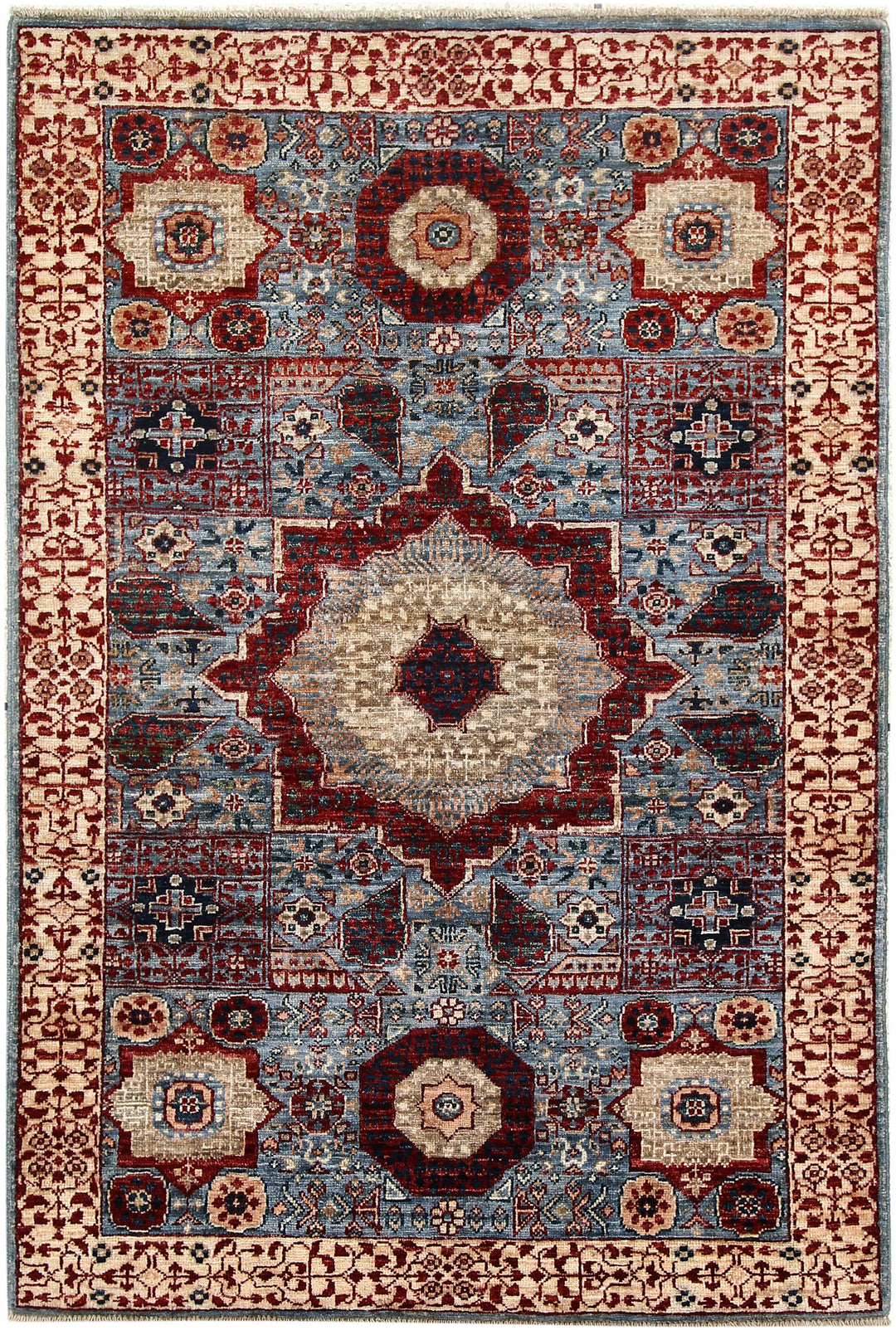 Light Slate Grey Mamluk 3' 3 x 4' 10 - No. 65914 - ALRUG Rug Store