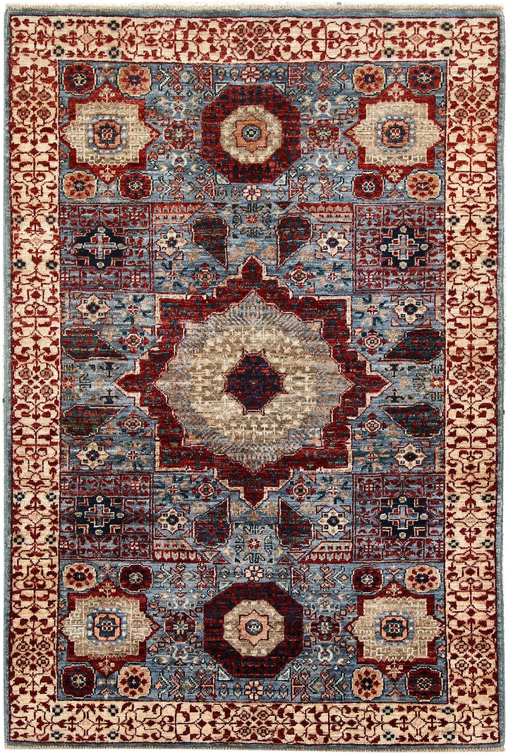Light Slate Grey Mamluk 3' 3 x 4' 10 - No. 65914 - ALRUG Rug Store