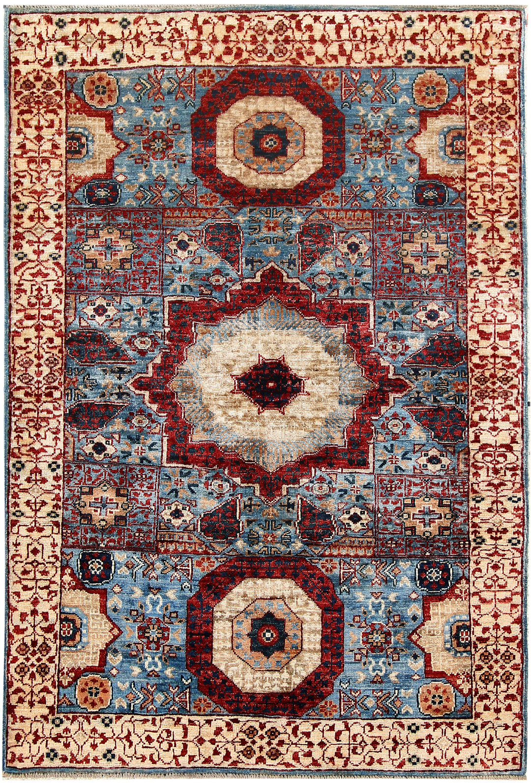 Sky Blue Mamluk 3' 3 x 4' 11 - No. 65916 - ALRUG Rug Store