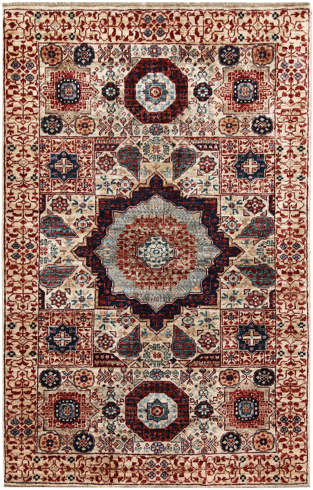 Floral White Mamluk 3' 3 x 4' 11 - No. 65920 - ALRUG Rug Store